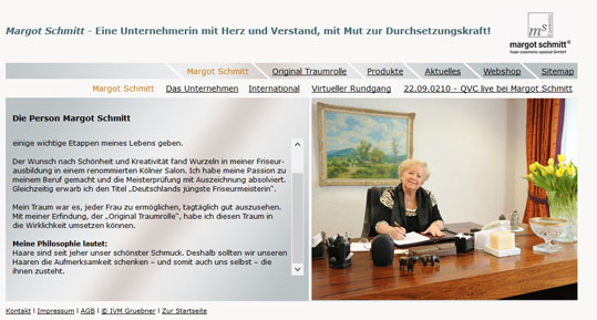 Screenshot der Homepage von Margot Schmitt