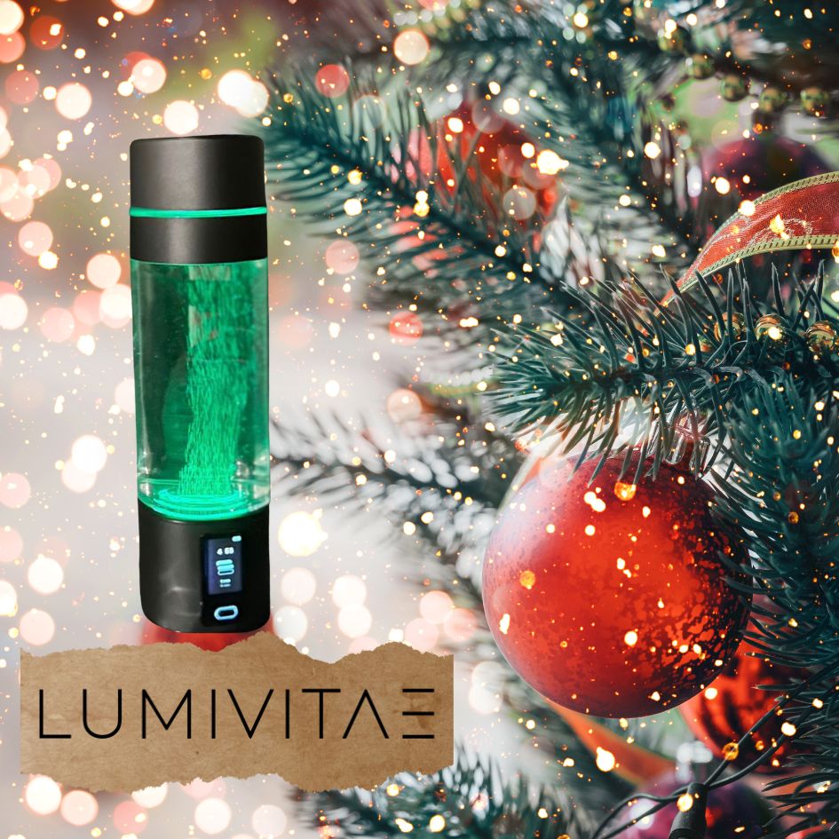 LumiVitae-Flasche unter dem Weihnachtsbaum