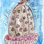 Made in Bielefeld: Handgemaltes Bild eines Puddings von Heike Kobusch – humorvolle Papierkunst mit einem Augenzwinkern, ausgestellt im Möbel-Bahnhof Bielefeld.