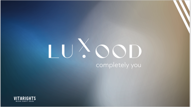 Luxood Slow Aging Logo der Pflegelinie mit Innen-und-Außen-Konzept