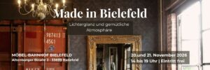 Made in Bielefeld 2026, regionale Kreativ- und Kunsthandwerkerausstellung am 20. und 21. November im Möbel-Bahnhof Bielefeld.
